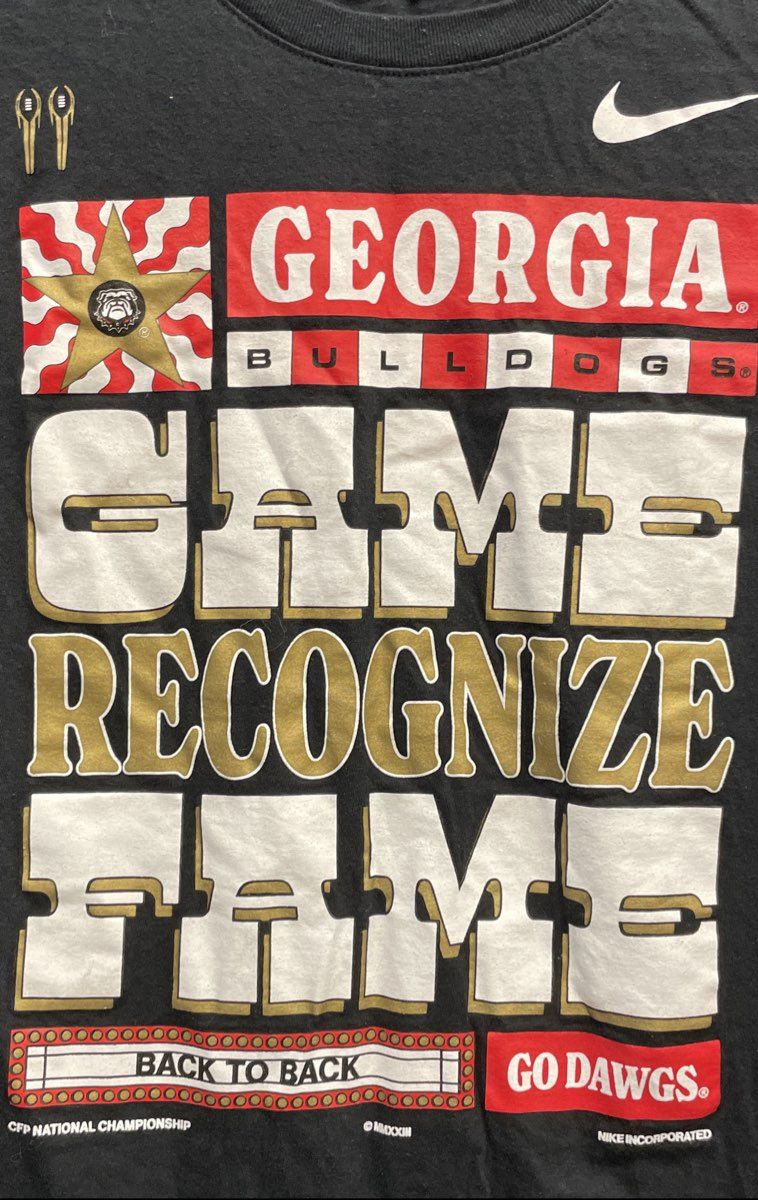 Nike Men's Georgia Bulldogs Game Recognize Fame T-Shirt Black XL