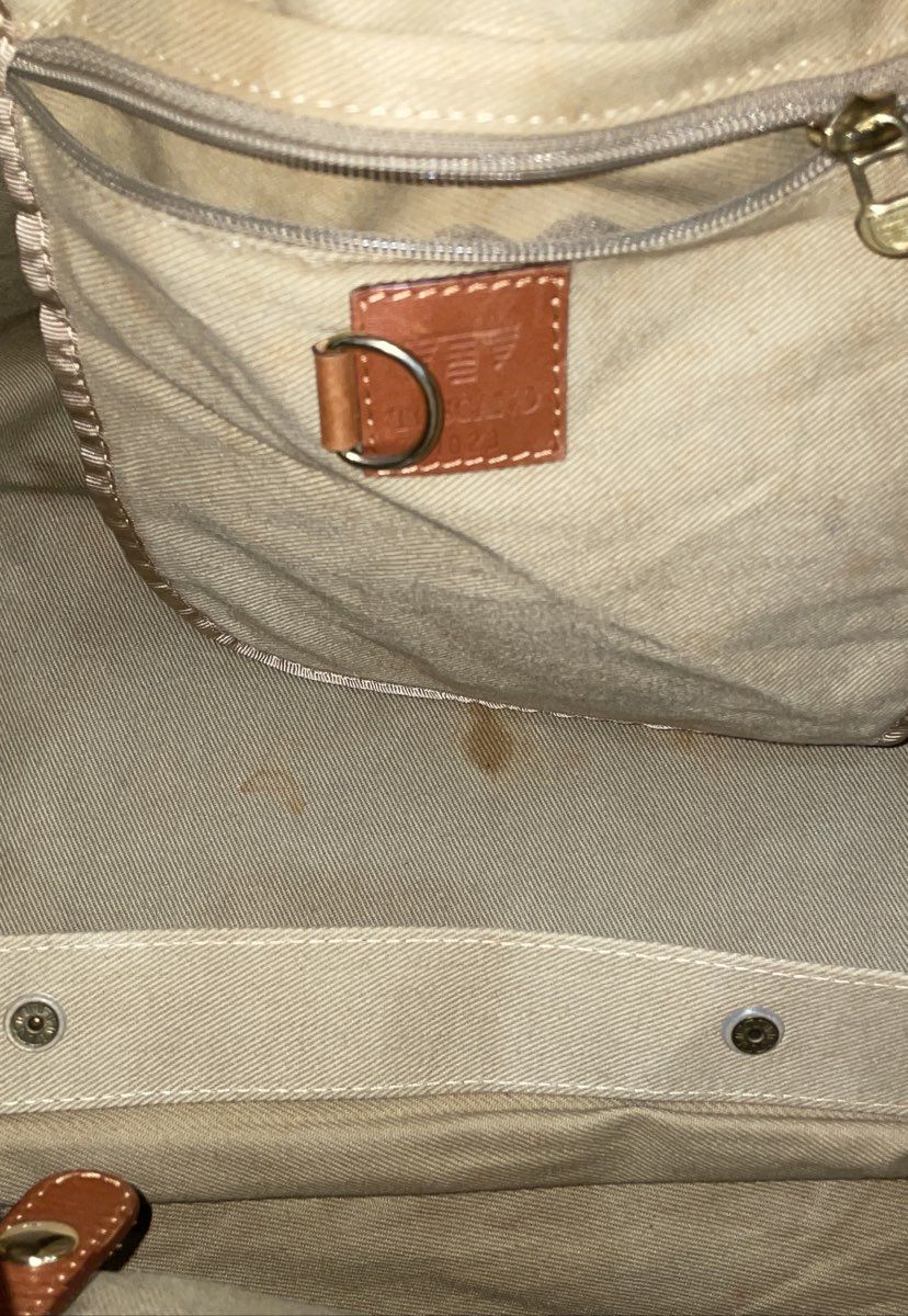Toscano Black Pebbled Weekender Duffel Tote Bag Large Tan Leather Trim