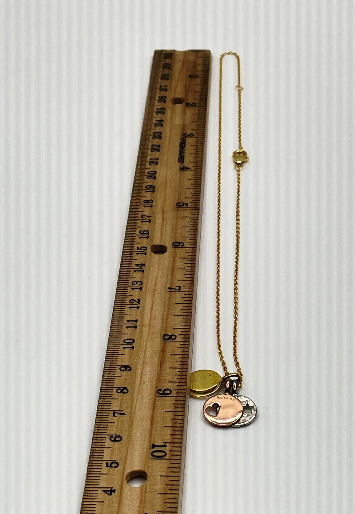 925 Sterling Silver Tri-Color Friendship Charm Pendant Necklace 5.6g