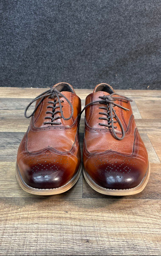 Stacy Adams Dunbar Wingtip Cognac Brown Leather Oxfords Size 12