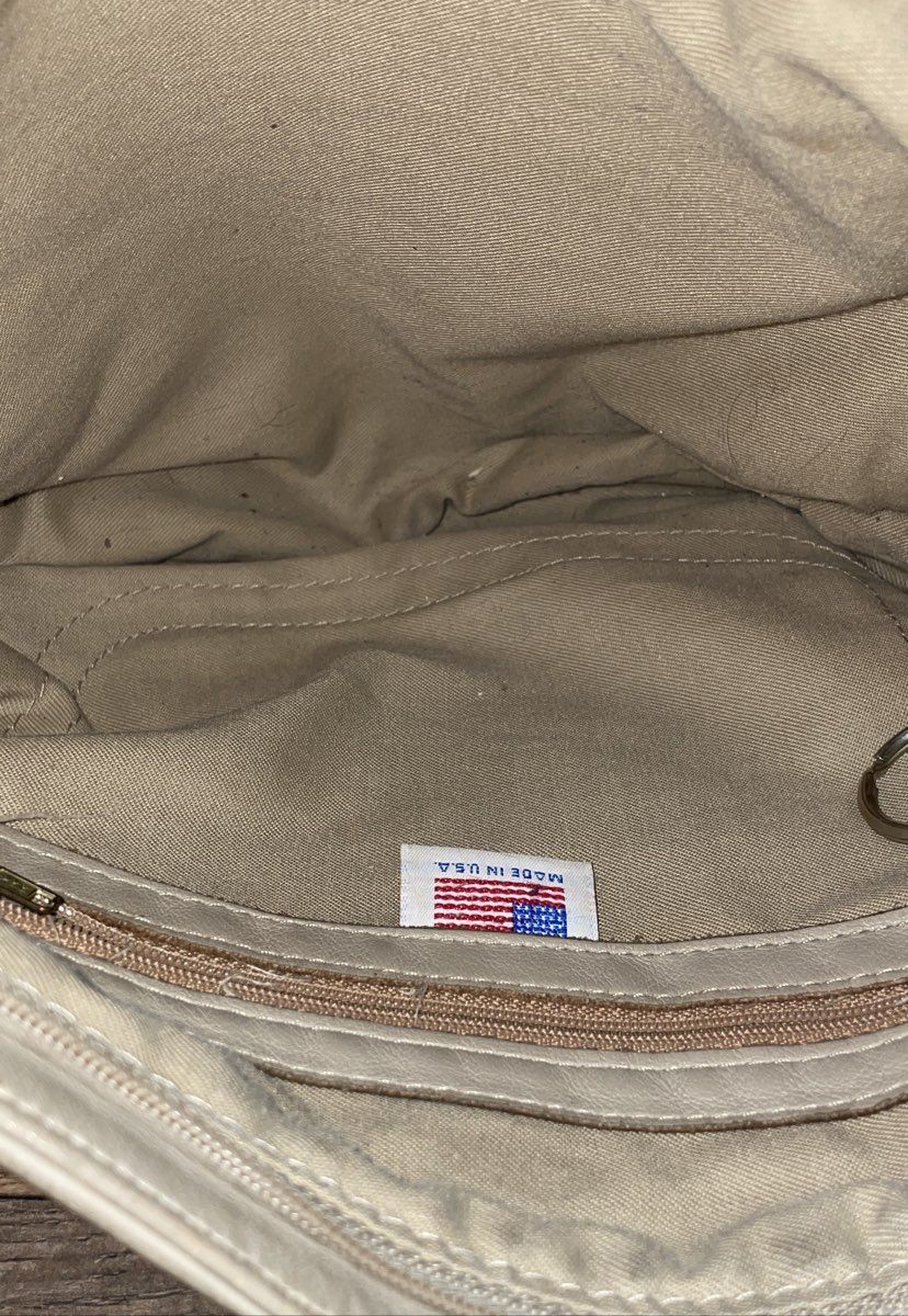 Vintage Stone Mountain Grey Leather Shoulder Bag Crossbody Made in USA