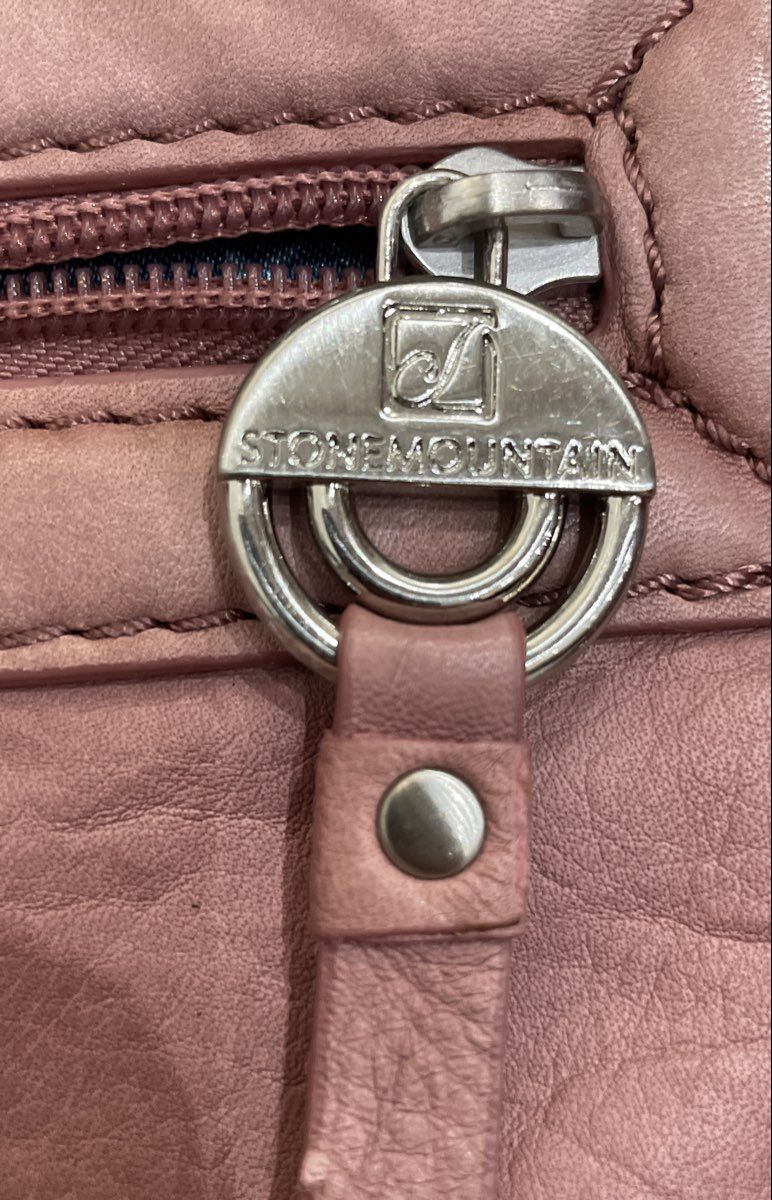 Stone Mountain Pink Leather Hobo Shoulder Bag Silver Hardware Purse