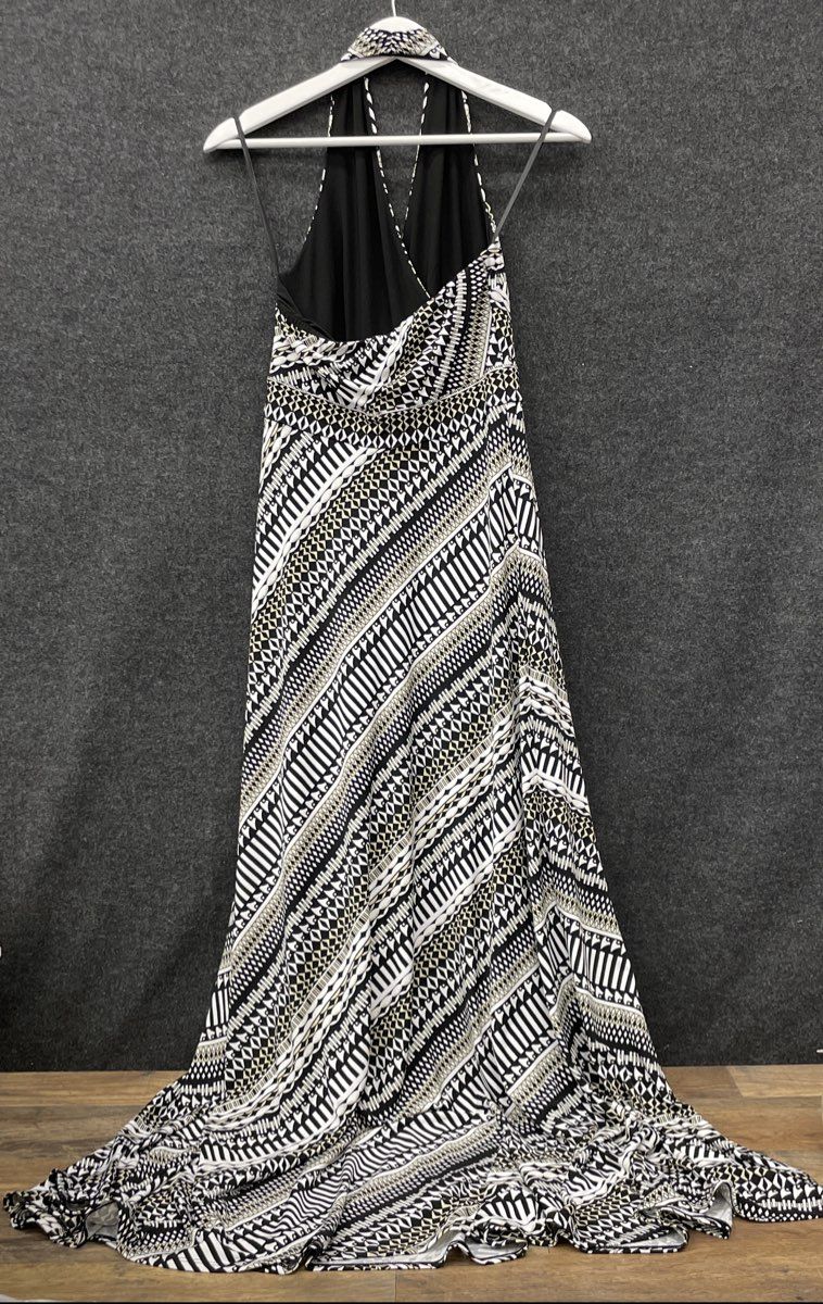 White House Black Market Women's Geo Festival Print Halter Maxi Dress Sz 2 NWT