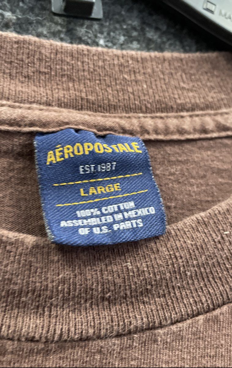 Aeropostale Men's Brown Vintage Y2K Winged Graphic Long Sleeve Shirt Sz L