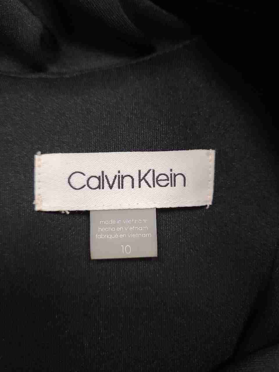 Calvin Klein Women's Black Sleeveless Ruffle Neck Sheath Dress Sz 10 NWT