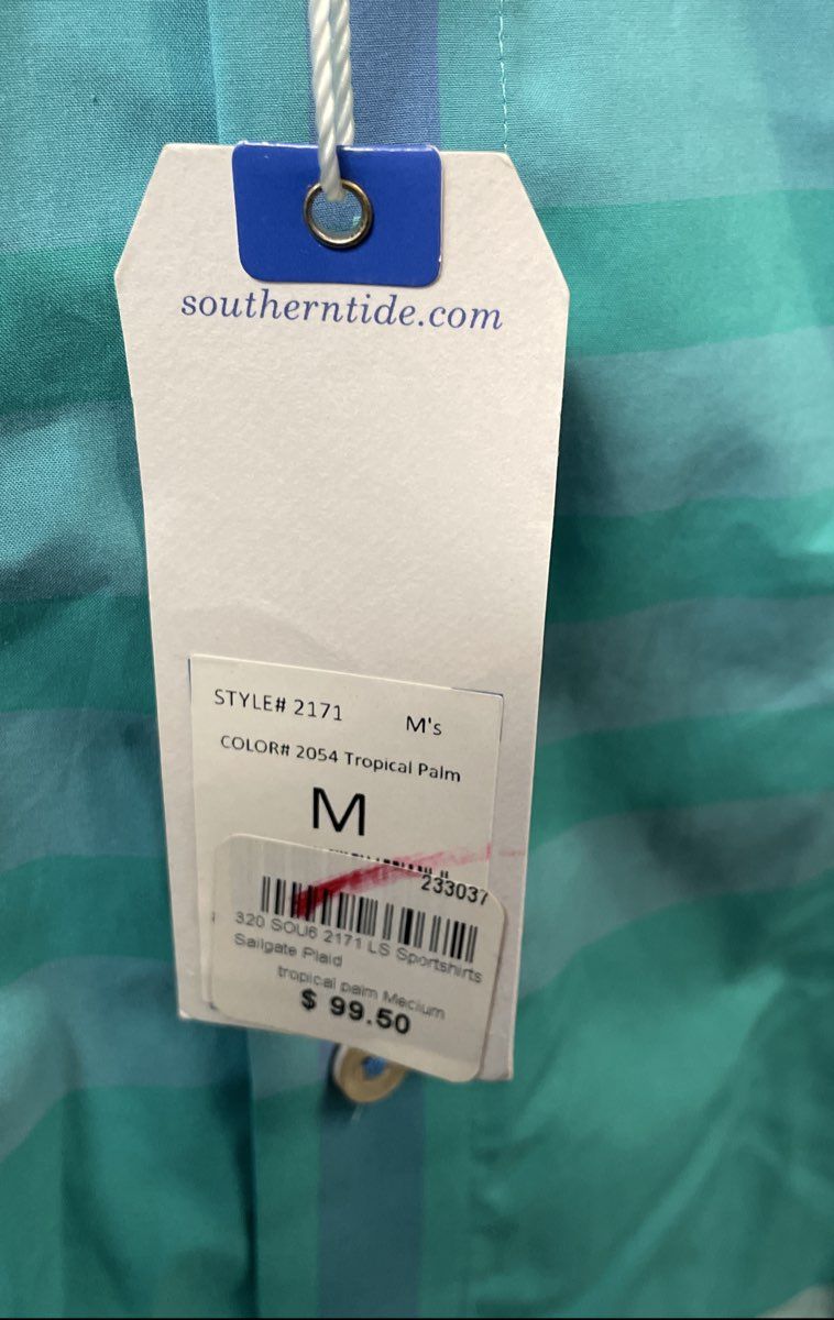Southern Tide Men's Sailgate Plaid Trim Fit Shirt Tropical Palm NWT Sz M