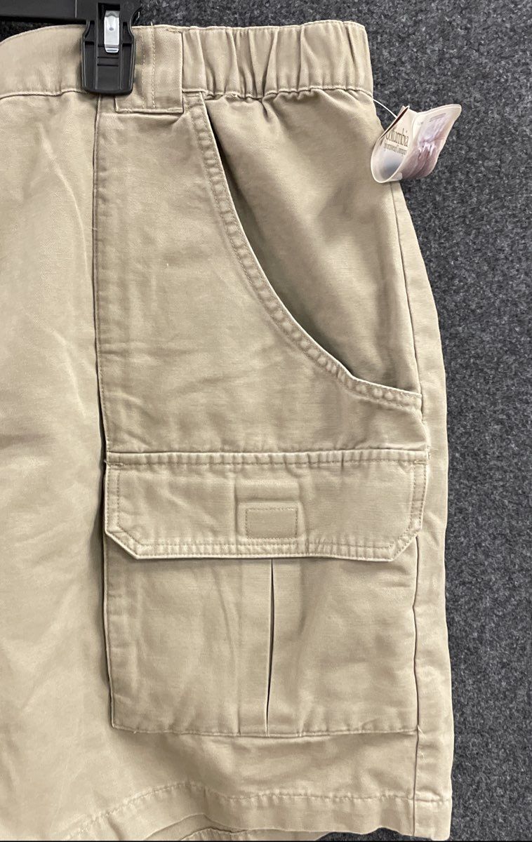 Columbia Men's Klamath Cargo II Shorts Tan Cotton Canvas NWT Sz 42 7" Inseam