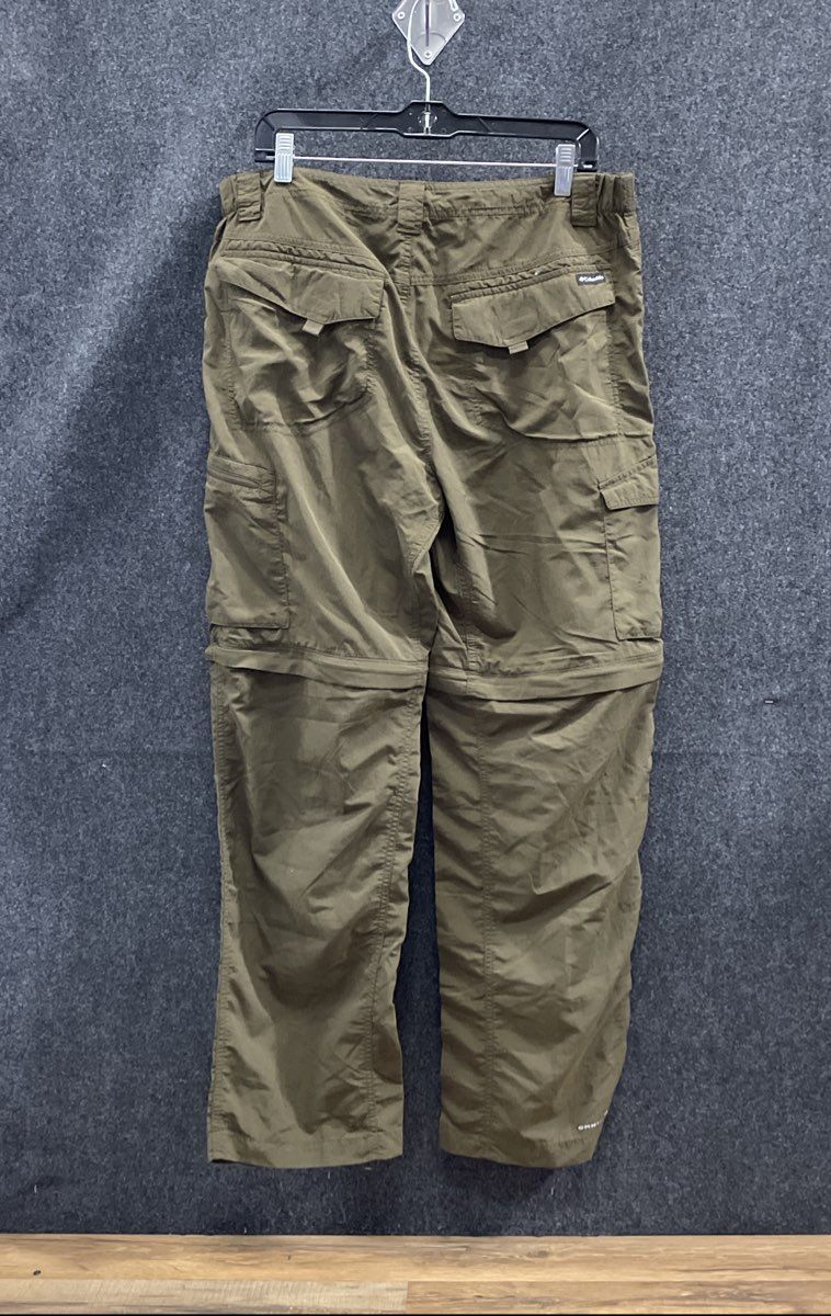 Columbia Men's Green Khaki Convertible Cargo Hiking Pants Zip-Off Size 36x32