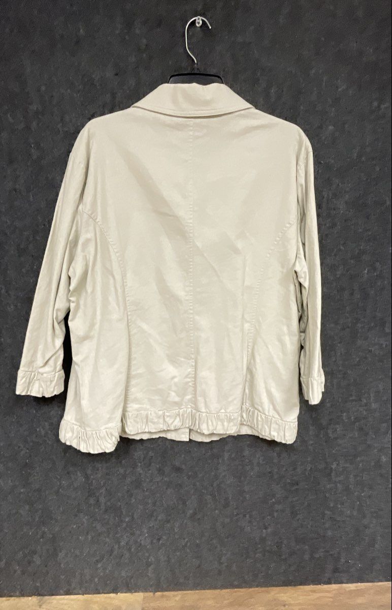 Westbound Women's Beige Linen Cotton Ruffle Hem Shirt Jacket NWT Sz XL