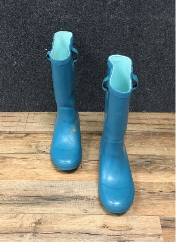 LL Bean Wellie Teal Blue Waterproof Rubber Rain Boots Youth Size 4