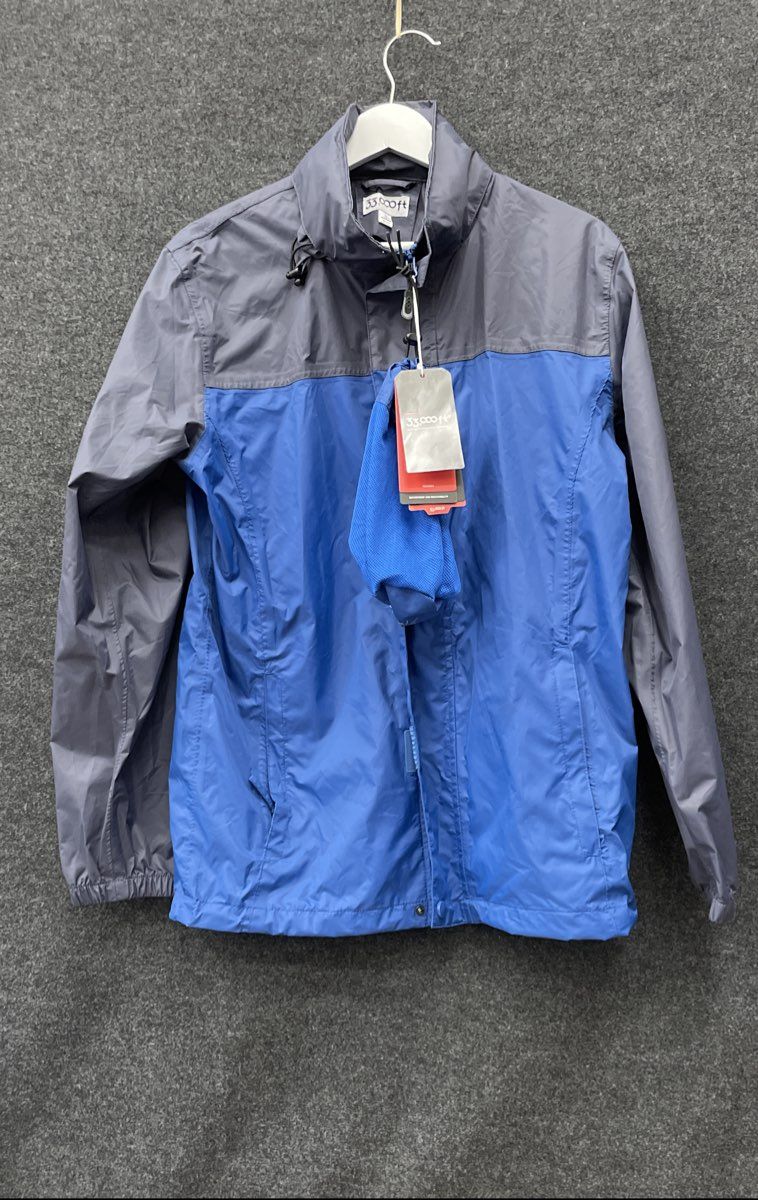 33,000ft Men's Blue Gray Waterproof Breathable Rain Jacket Sealed Seams NWT Sz S