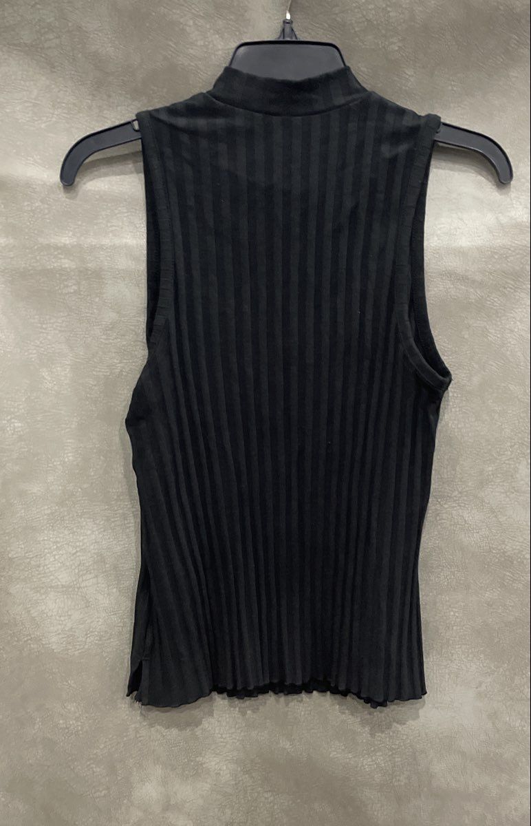 a new day Women's Black Ribbed Sleeveless Mock Neck Shirt Tank Top Sz S
