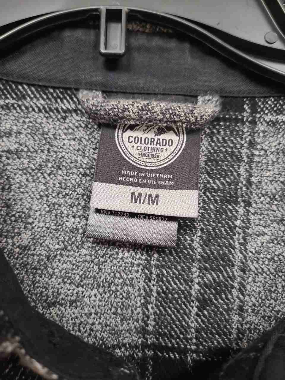 Colorado Clothing Men's Gray Black Plaid Cotton Blend Button Down Shirt Sz M