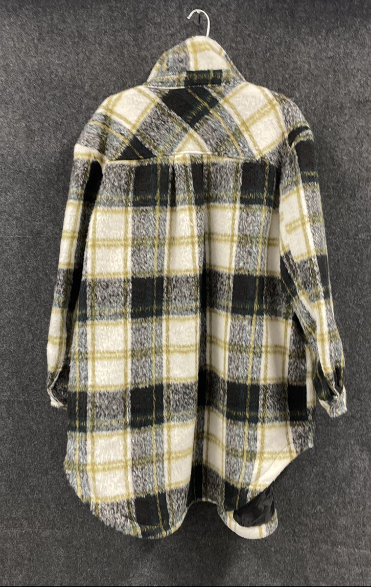 Koolaburra by UGG Women's White Black Olive Plaid Lined Shacket Jacket Sz XXL