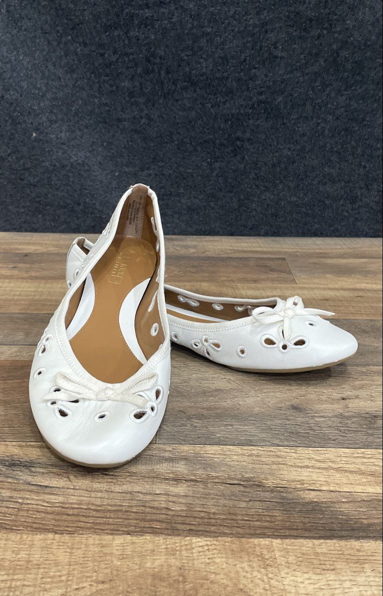 Sperry Top-Sider Luna White Leather Eyelet Ballet Flats Women's Size 10M