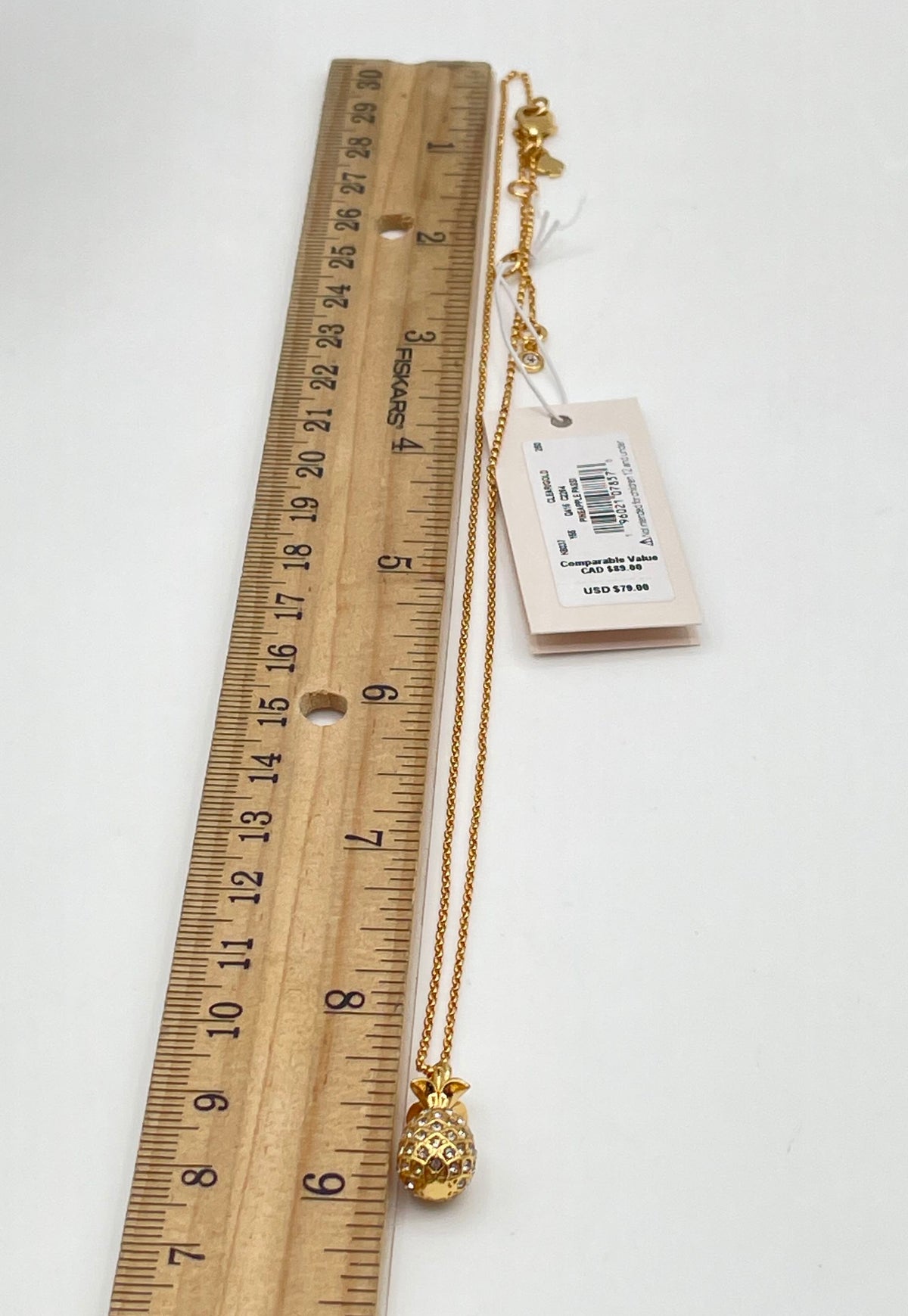 Kate Spade Gold Plated Mixed Metal CZ Pineapple Passion Pendant Necklace 5.9g