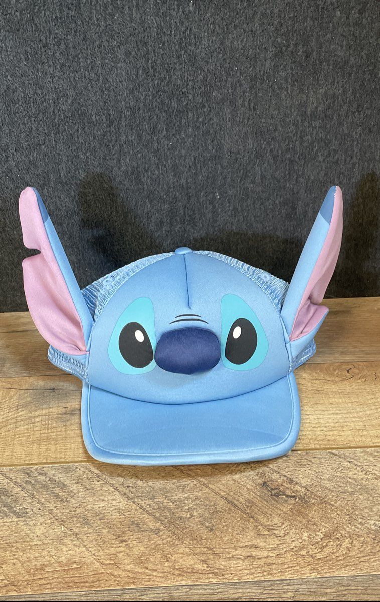 Disney Stitch Hat Lot 2pc 3D Ears Trucker Trouble Maker & Denim Floral OSFM