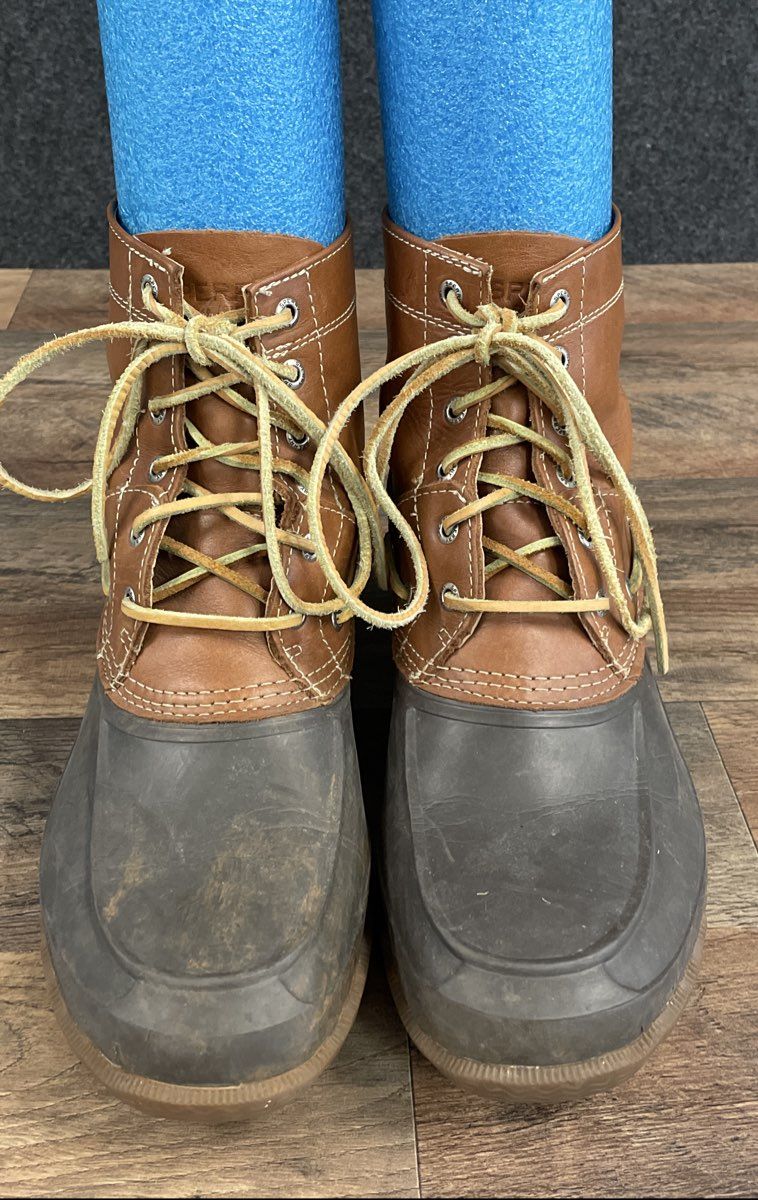 Sperry Avenue Duck Boot Brown Tan Waterproof Leather Rubber Men's Size 10.5