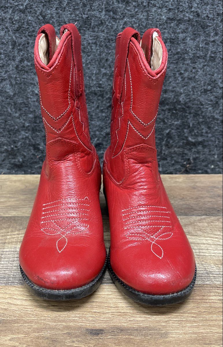 Wild West Kids Red Stitched Western Cowboy Boots