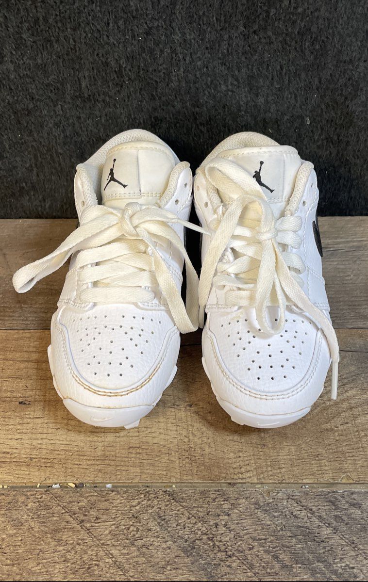 Nike Air Jordan 1 Mid MCS White Black Kids Youth Baseball Cleats Size 10C