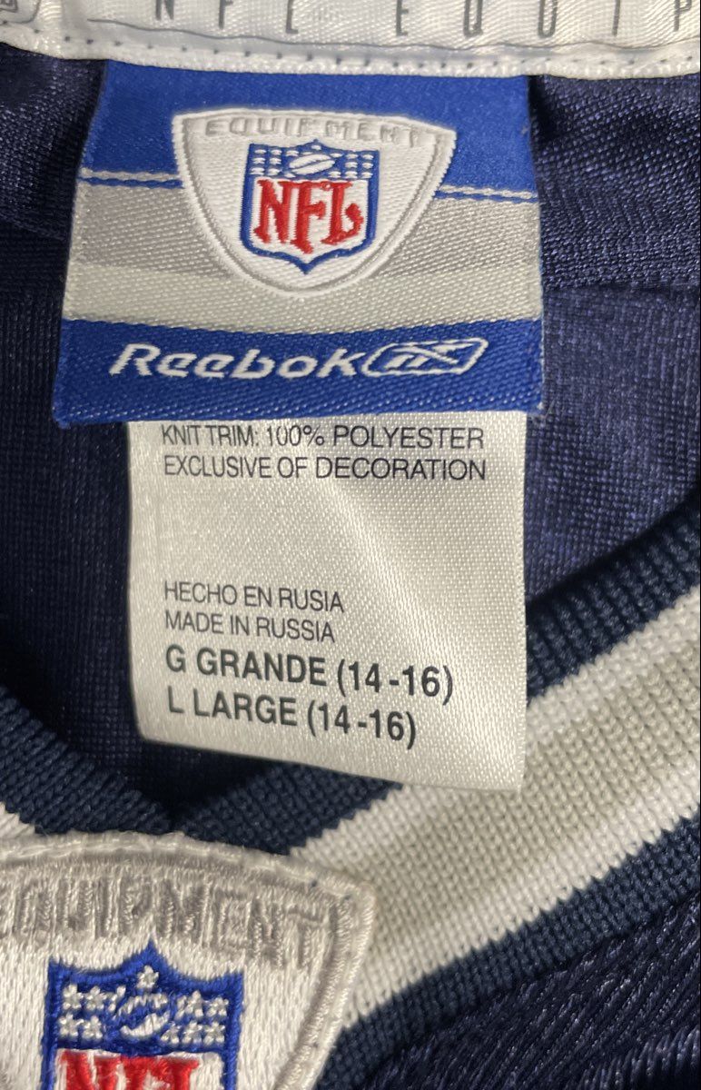 Reebok Boys Dallas Cowboys Julius Jones #21 NFL Jersey Navy Blue Sz L 14-16