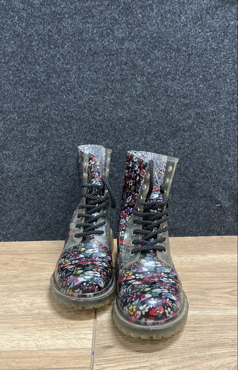 Dirty Laundry Multi-Color Floral Clear Lace Up Combat Boots Size 8