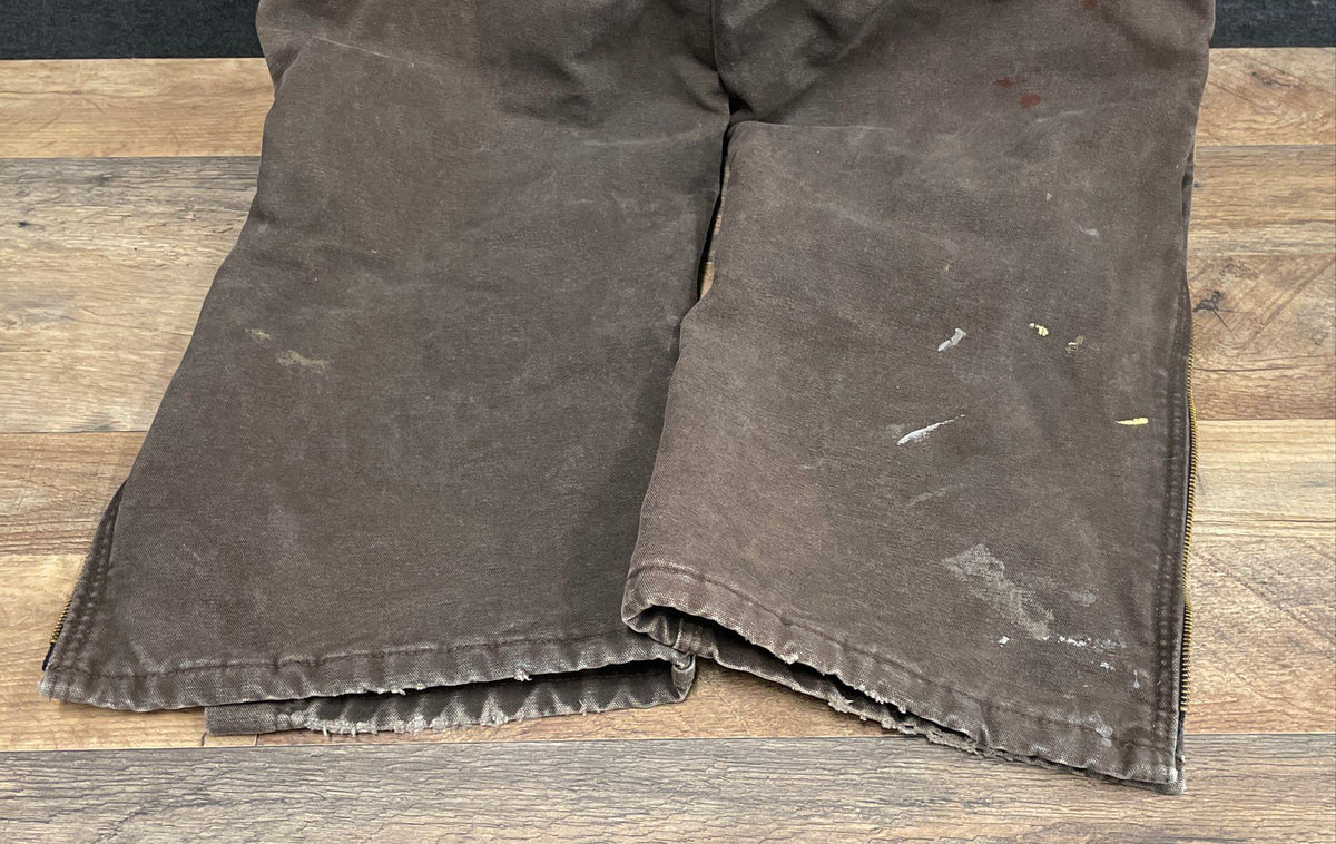 Carhartt Men's Brown Quilt Lined Duck Bib Overalls Double Knee Sz 32x30