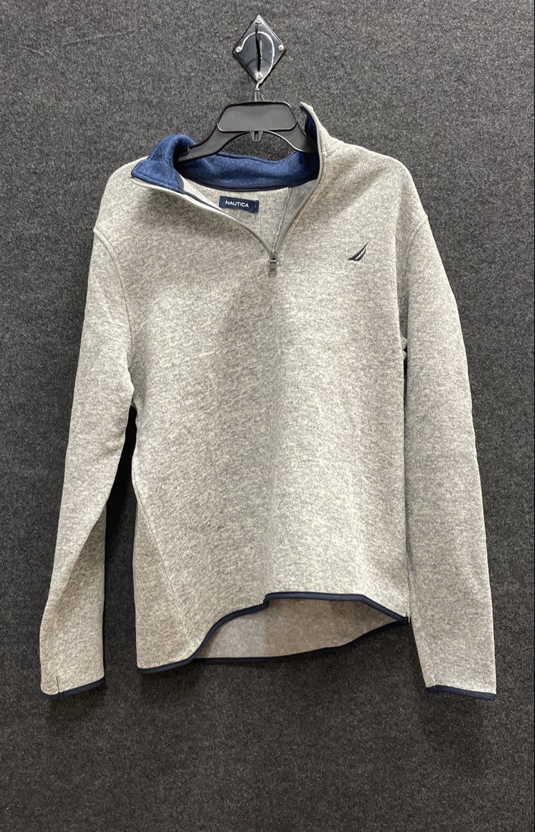 Nautica Men's Heather Gray Quarter Zip Sweater Fleece Pullover NWT Sz L