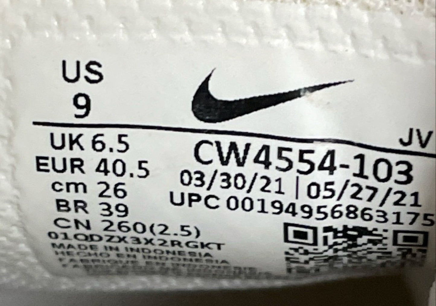 Nike Air Max SC CW4554-103 White Black Women's Sneakers Size 9