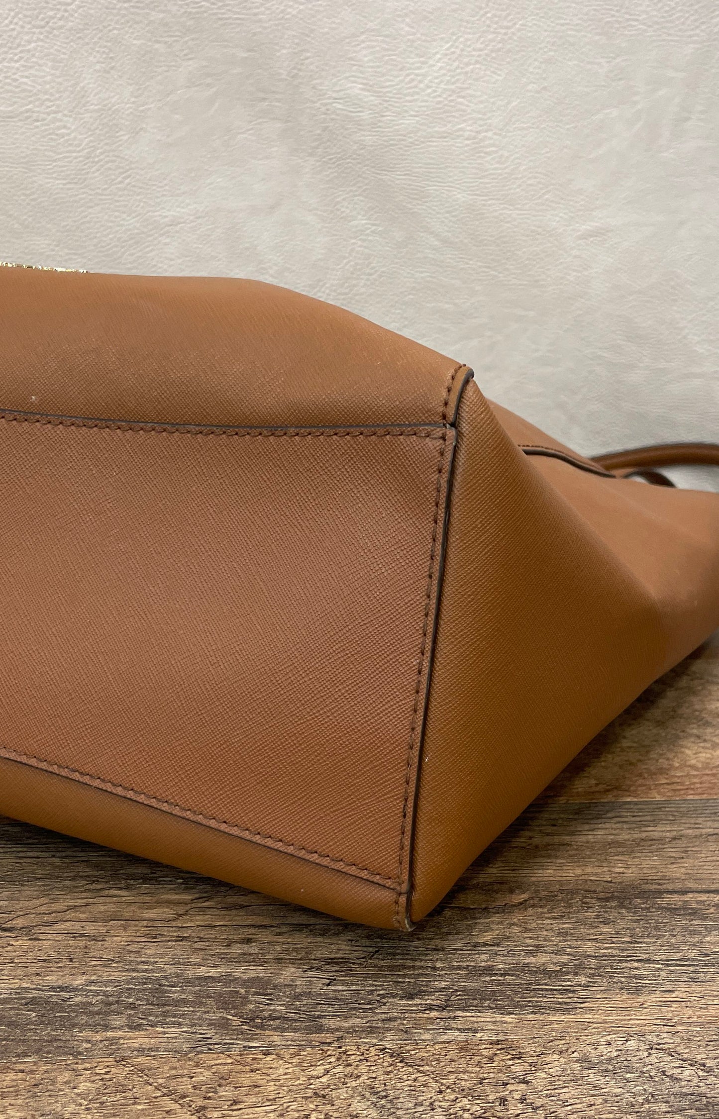 Michael Kors Large Brown Saffiano Leather Tote Bag Gold Hardware