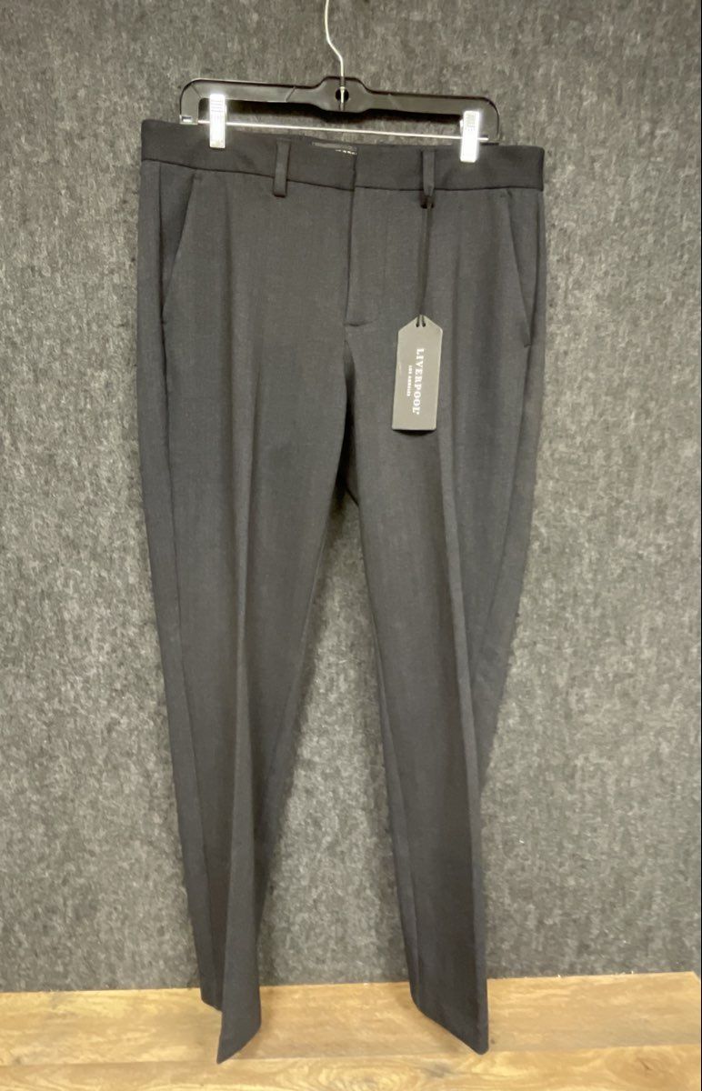 Liverpool Men's The Travel Pant Dark Gray Herringbone NWT Sz 33x30