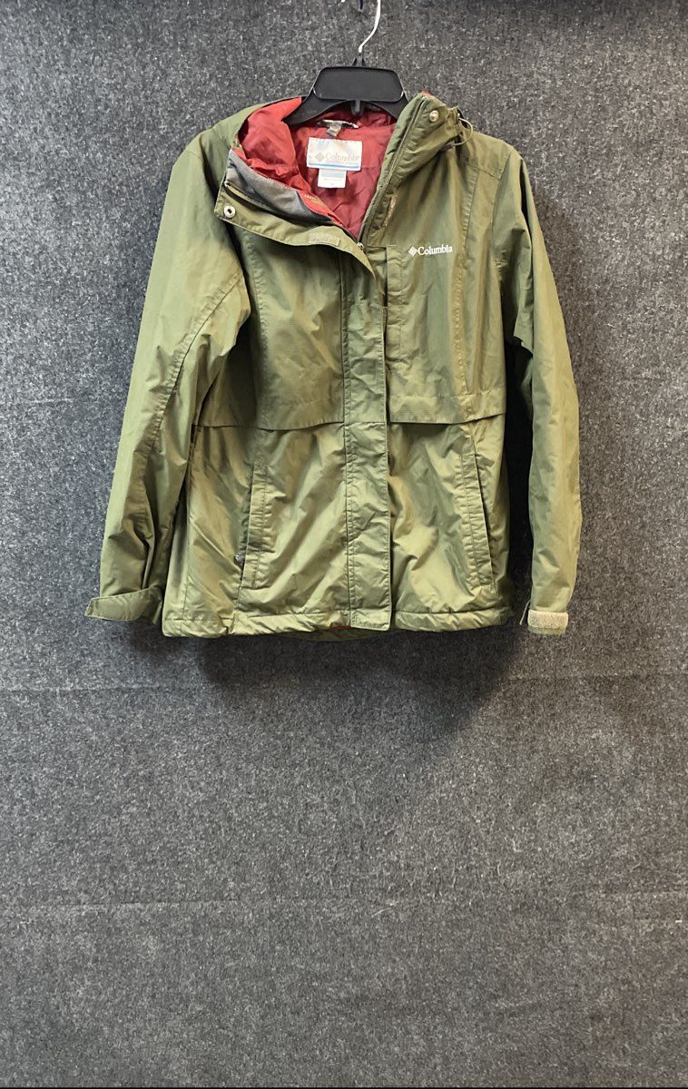 Columbia Women's Olive Green Interchange Hooded Rain Jacket Shell Sz XS
