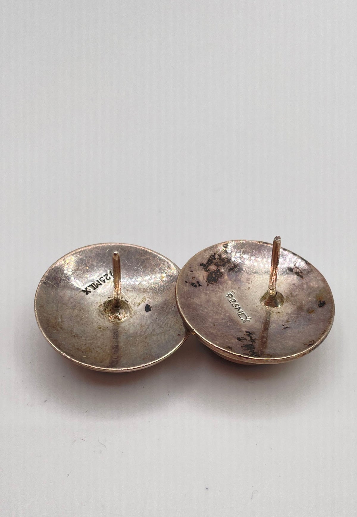 MLX 925 Sterling Silver Black Enamel Inlay Button Style Stud Earrings 15.1g