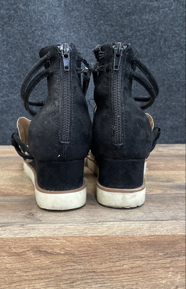 Maurices Black Strappy Gladiator Wedge Platform Sandals Women's Size 9.5M