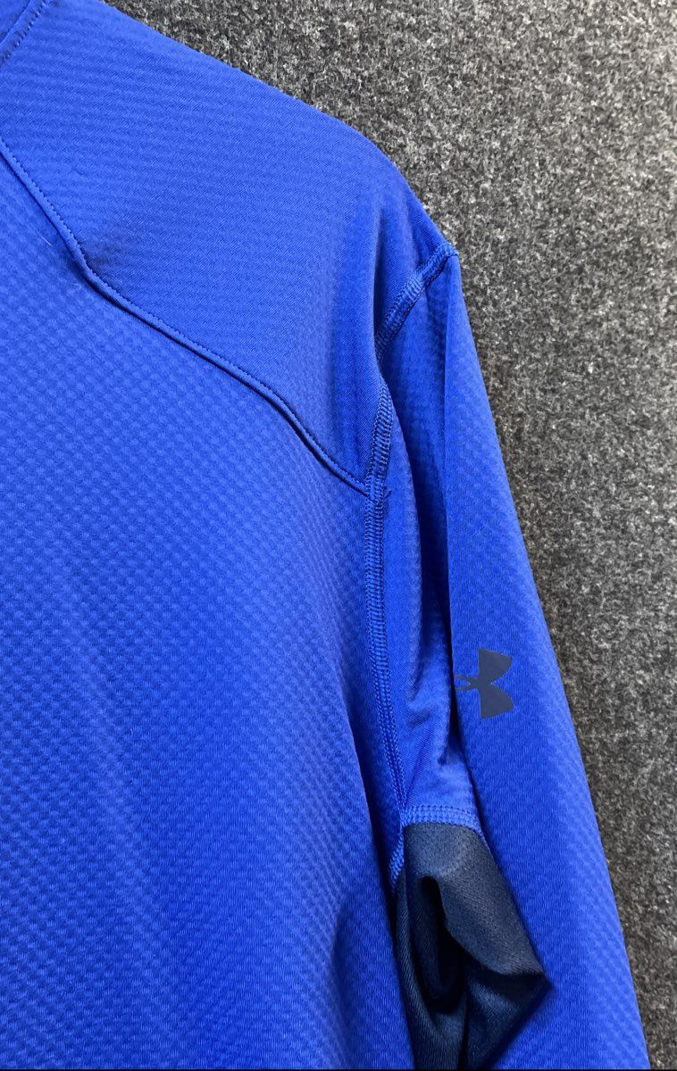 Under Armour Men's ColdGear Reactor Fitted Mock Neck Long Sleeve Blue Shirt Sz L
