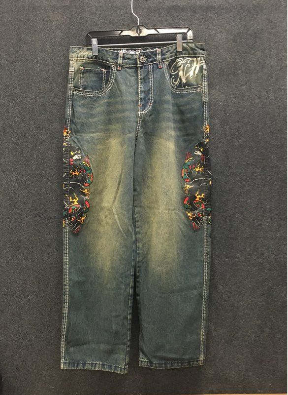 Ninth Hall Girls Idle Jeans Blue Tattoo Graphic Panther Snake Rose Distressed 12