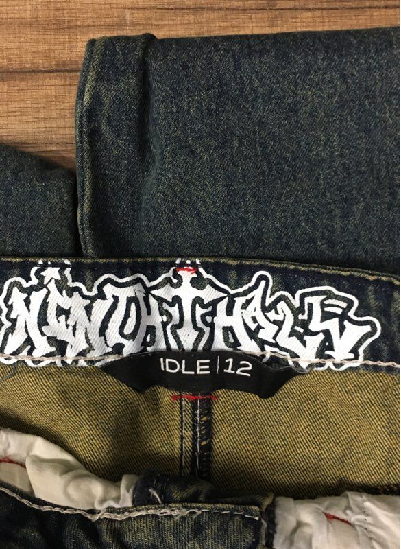 Ninth Hall Girls Idle Jeans Blue Tattoo Graphic Panther Snake Rose Distressed 12