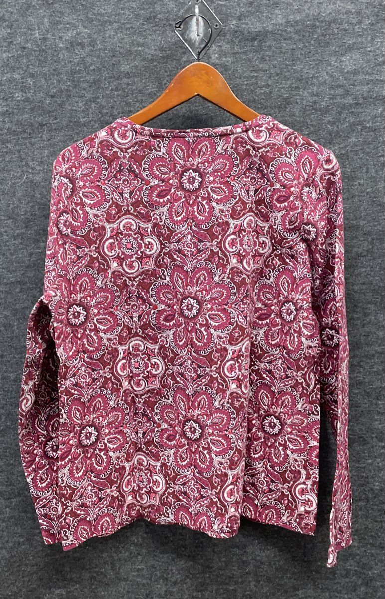 Talbots Women's Purple Floral Medallion Print Long Sleeve Tee Shirt Sz XL