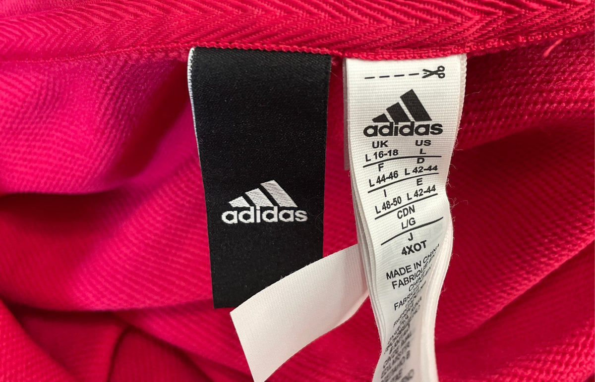Adidas Women's Pink Logo Sleeve Full Zip Hoodie Sz L