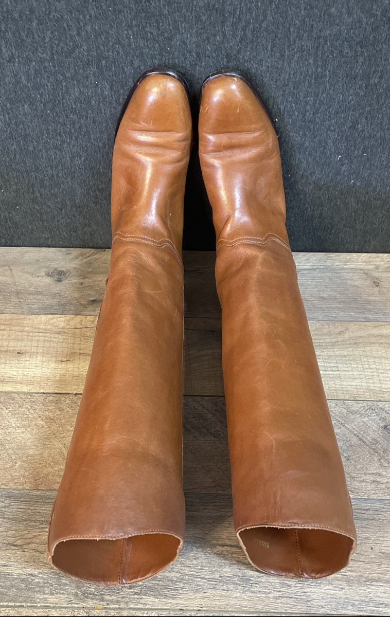 Catleia Savanna Cognac Brown Leather Calf High Pull On Boots Women's Size 7M