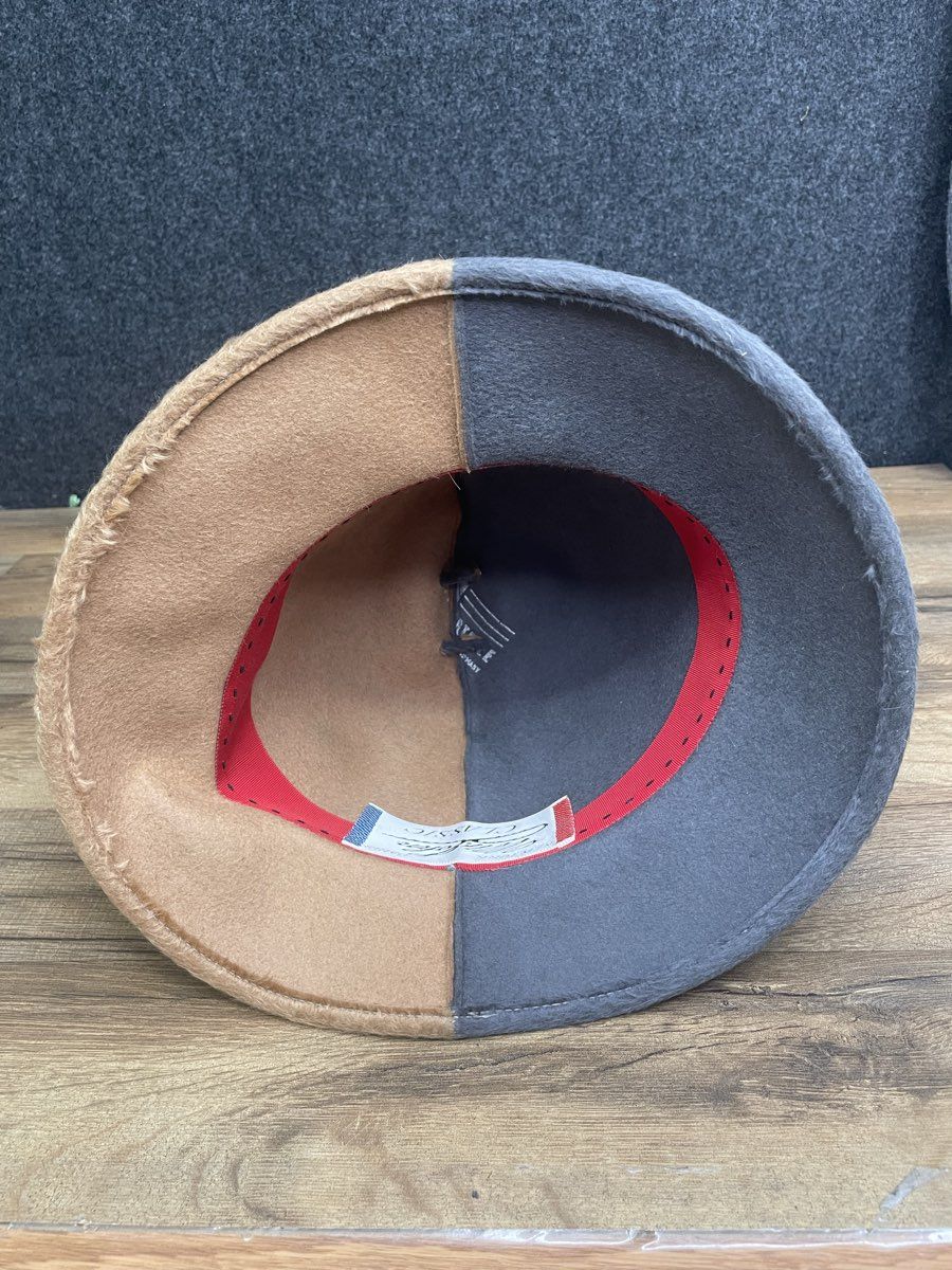 Vintage 80s Mr John Classic Faux Fur Bucket Hat Two Tone Gray Tan Tassel OS