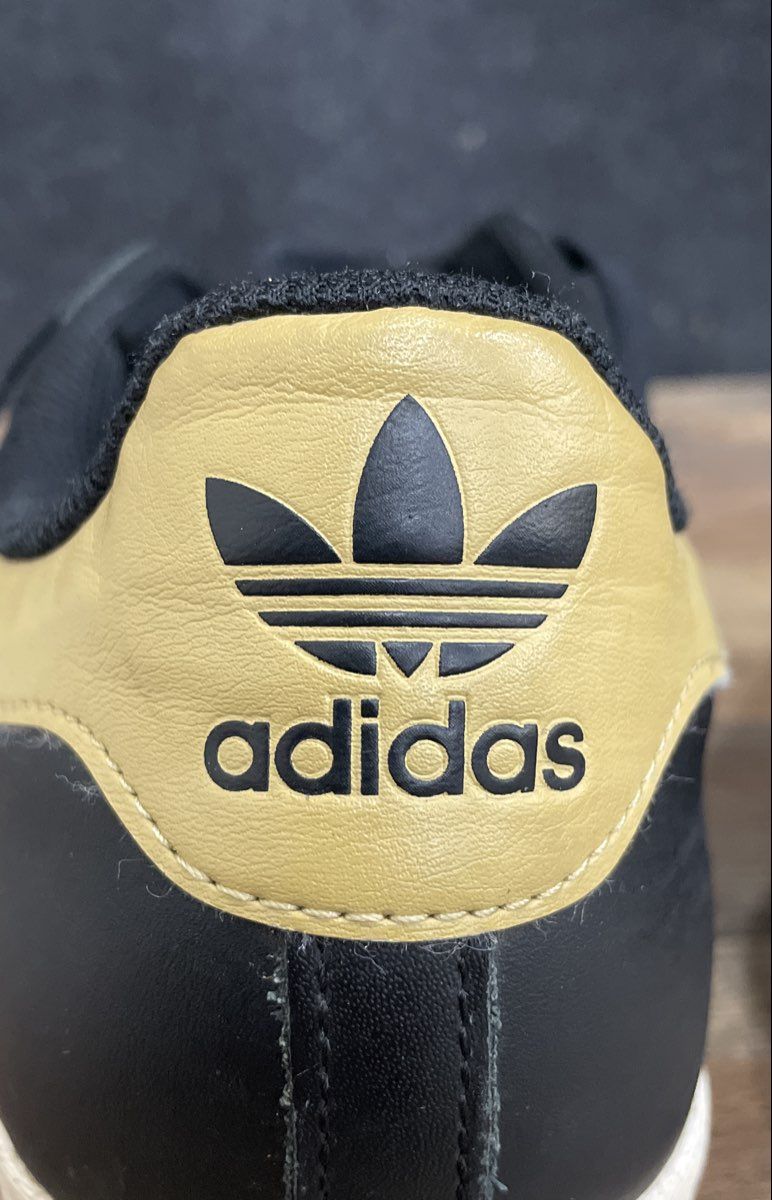 Adidas Superstar Black Gold White Men's Leather Sneakers Size 11.5