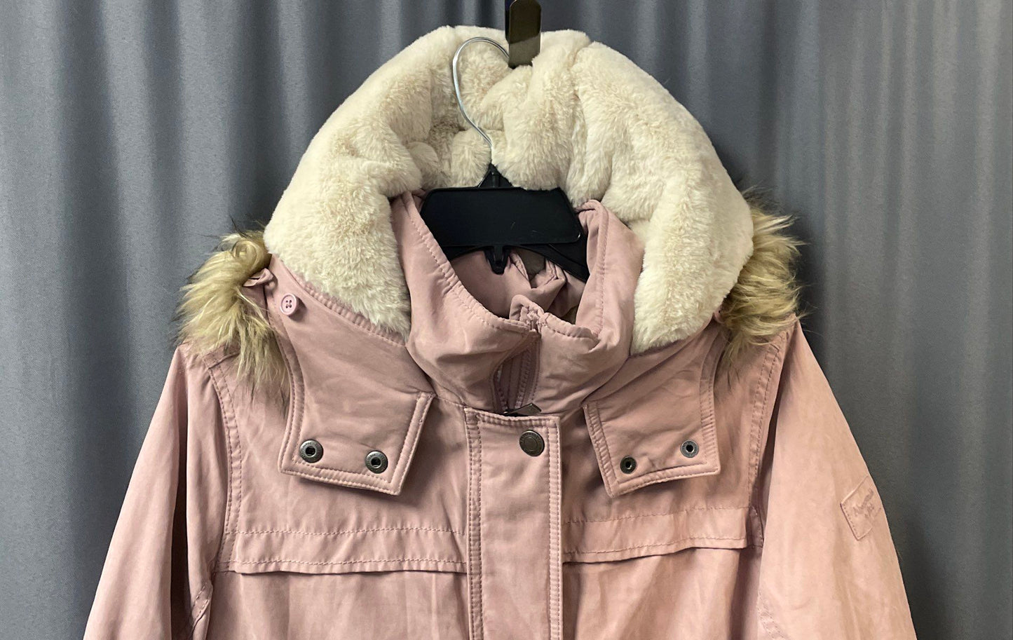 Abercrombie Kids Girls Pink Parka Faux Fur Hooded Sherpa Lined NWT Sz 15/16