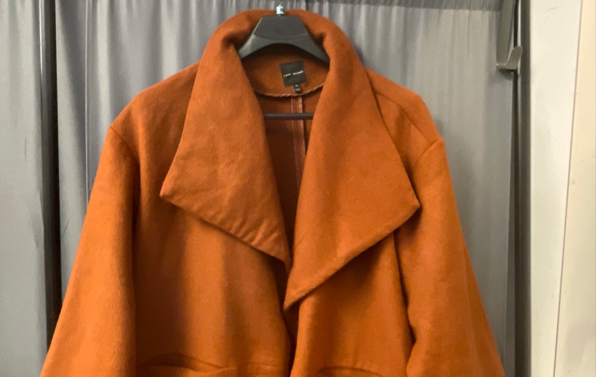 Lane Bryant Women's Rust Wool Blend Open Front Coat Oversized Sz 28