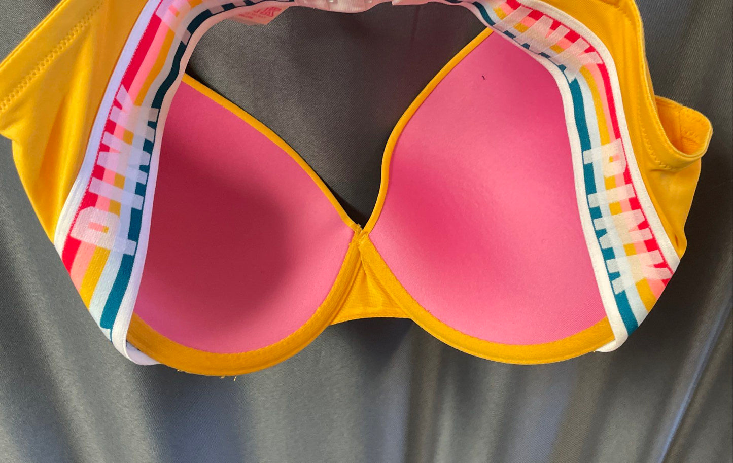 PINK Victoria's Secret Women's T-Shirt Bra Yellow Lightly Lined NWT 34DD