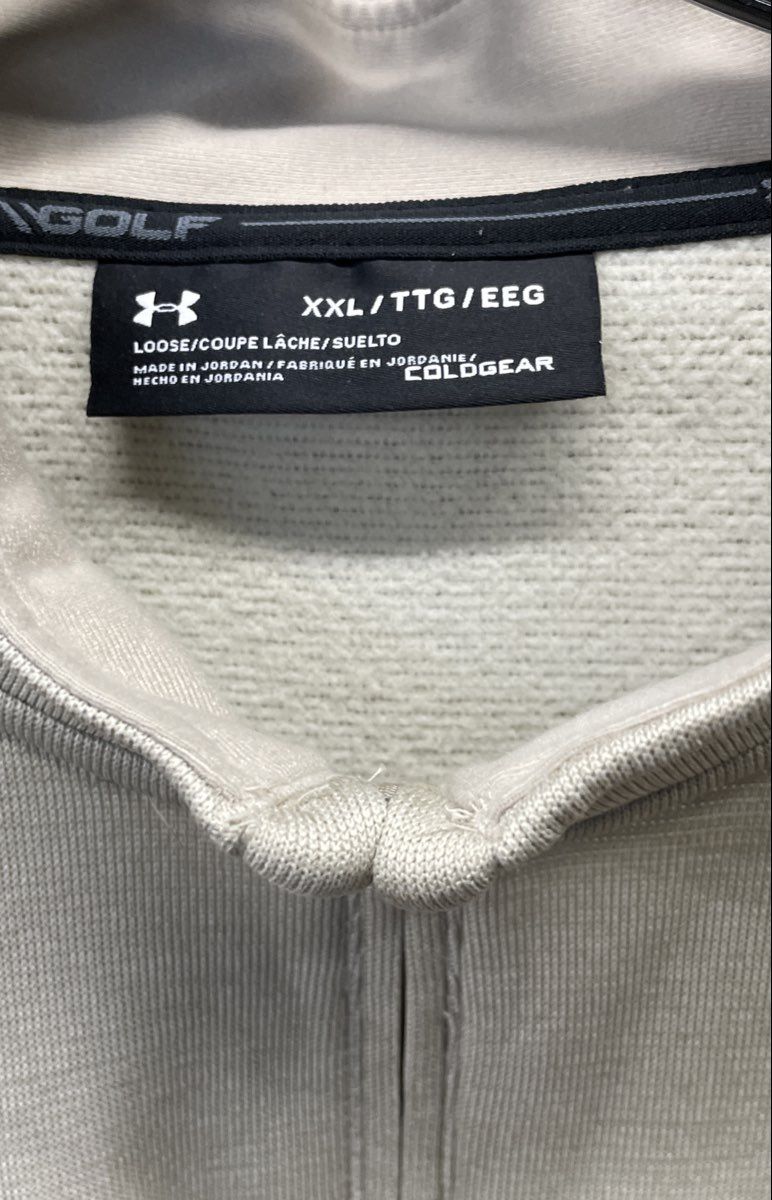 Under Armour Men's 1/4 Zip Golf Pullover Jacket Tan Beige ColdGear Loose Sz XXL