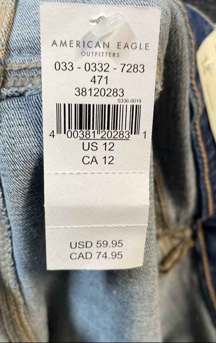 American Eagle Women's Super High Rise Shortie Blue Cargo Denim Shorts NWT 12