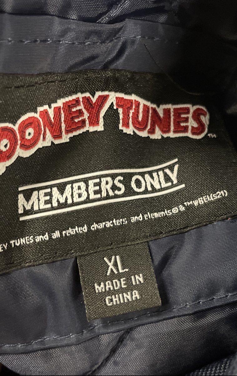 Members Only Men's Navy Looney Tunes Tweety Bird Graphic Bomber Jacket Sz XL
