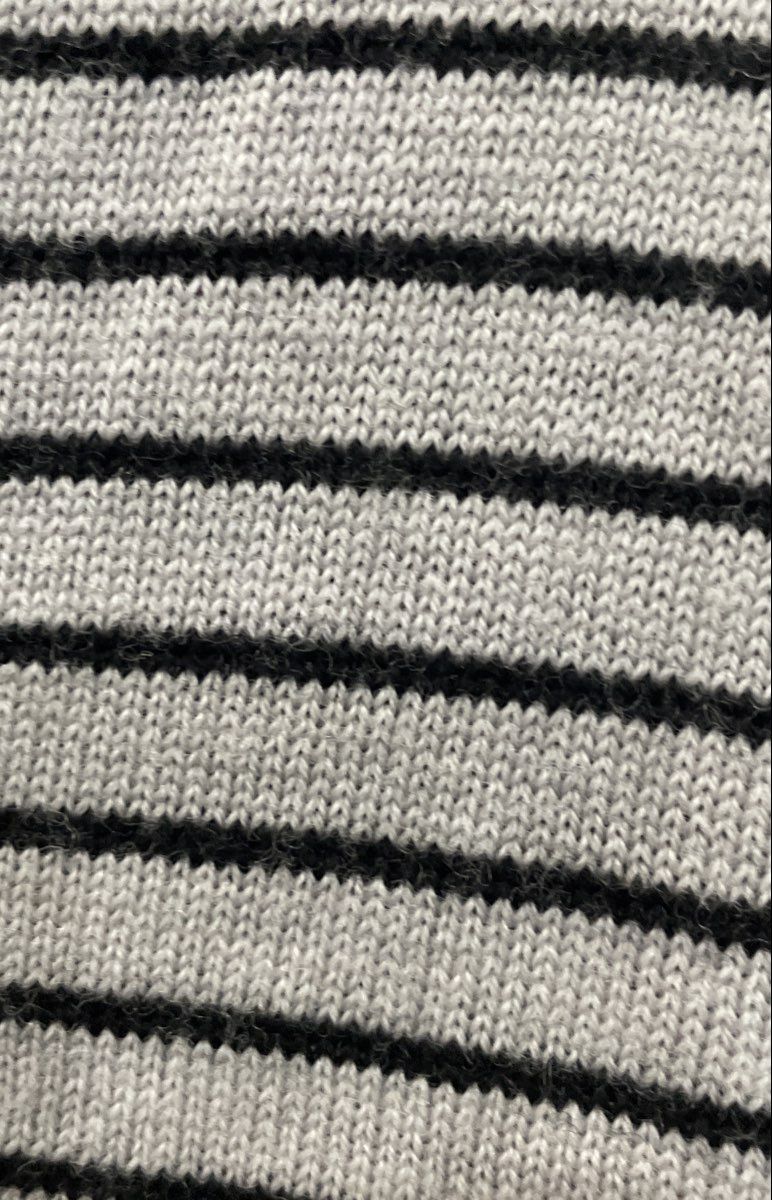 Gap Men's Italian Merino Wool V-Neck Sweater Gray Black Thin Striped Size S