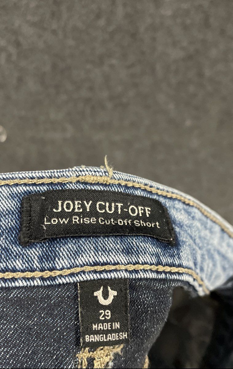 True Religion Women's Joey Cut-Off Shorts Low Rise Denim Blue Size 29